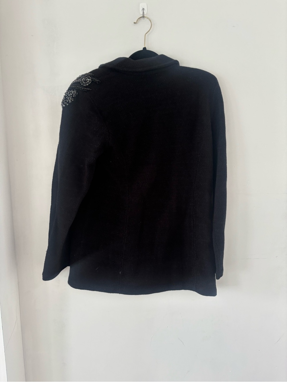 Chico's M Embellished Black Double-Breasted Blazer Jacket - Picture 5 of 6